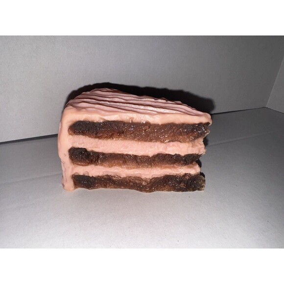 MTC 1987 VTG Play Pretend Food Dessert Chocolate Cake Slice Pink Frosting Prop - Picture 2 of 7